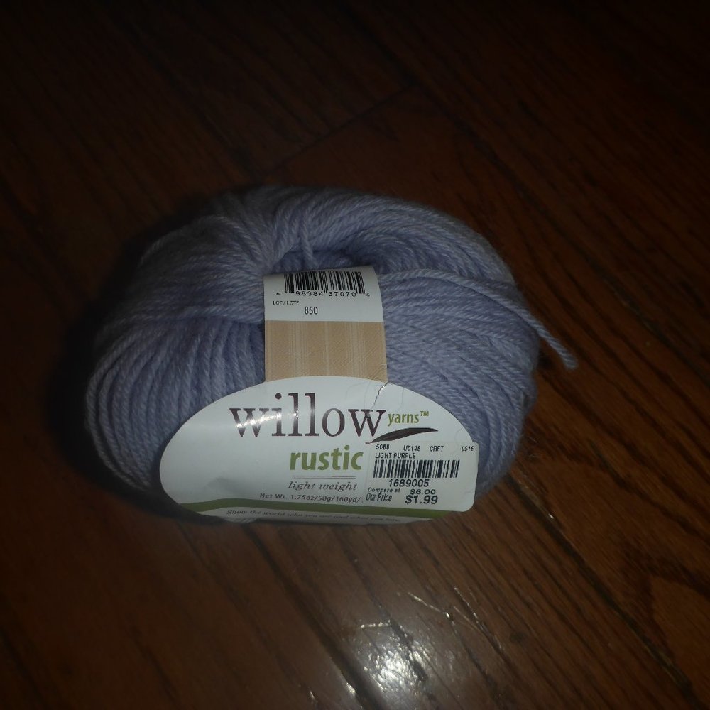 1 Ball Willow Yarns Rustic Wool Yarn - Color Light Purple - 160 yds.